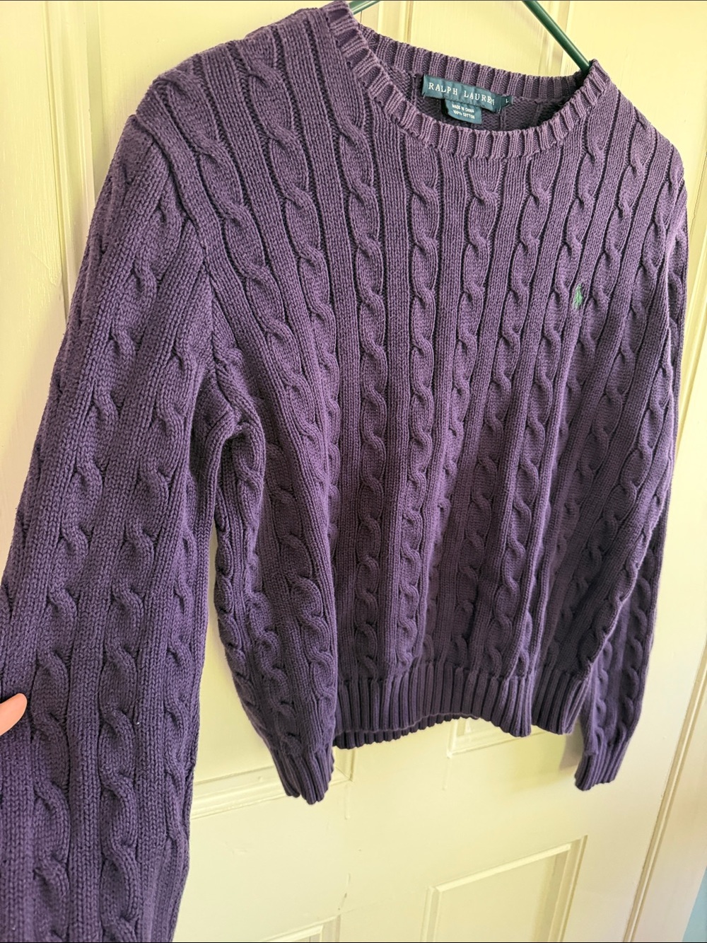 Ralph Lauren Purple Cable-Knit Crewneck Sweater - Picture 4 of 6